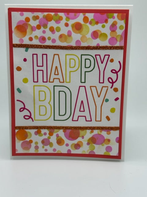 HAPPY BIRTHDAY 4 x 6 COLORFUL Handmade Greeting Card